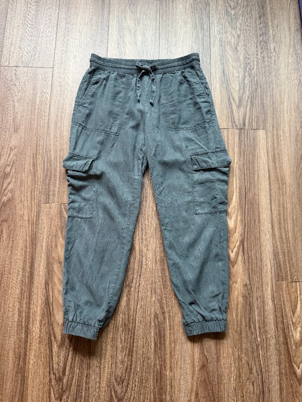 Banana Republic Linen Blend Cargo Jogger Pants Blue Gray Size S